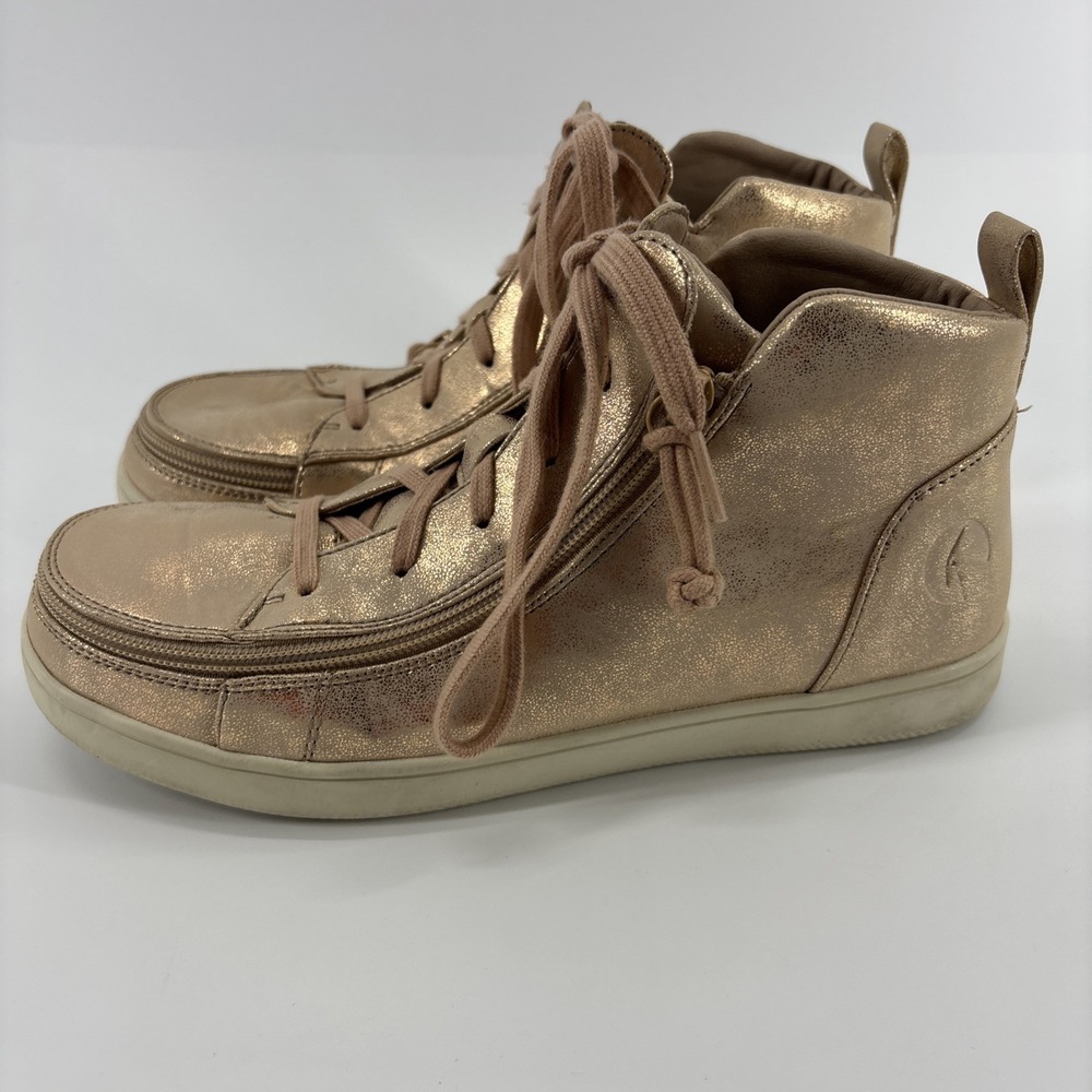 Billy Sneaker Lace Up Mid Top Wide Women's Rose Gold Size 8.5 Adaptive Orthotics